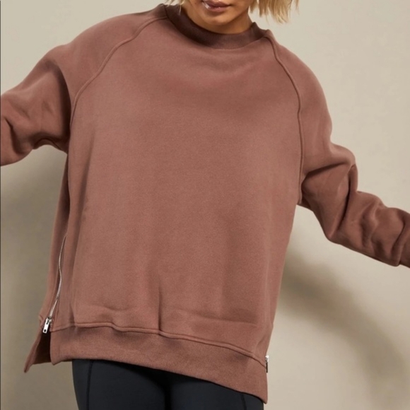 All Fenix Poppy Sweatshirt Mocha Brown Pullover Side Zipper Size Medium - Picture 1 of 9